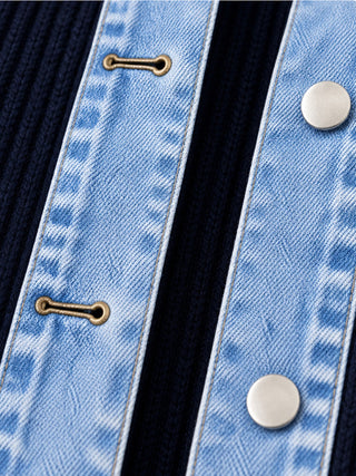 Rose | Manteau en denim avec empiècement en maille côtelée pour femme