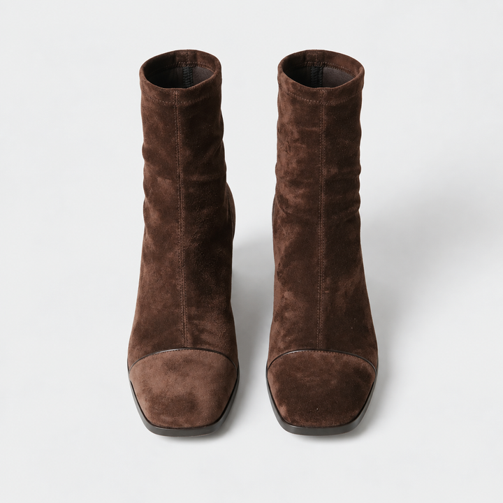 MAËLLE | Bottines effet daim à talon bloc