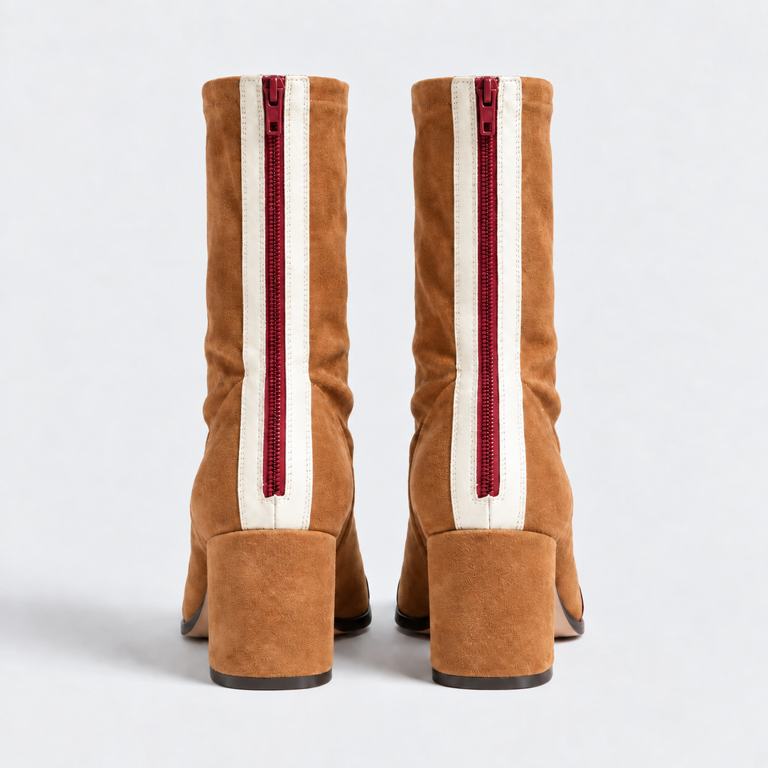 MAËLLE | Bottines effet daim à talon bloc