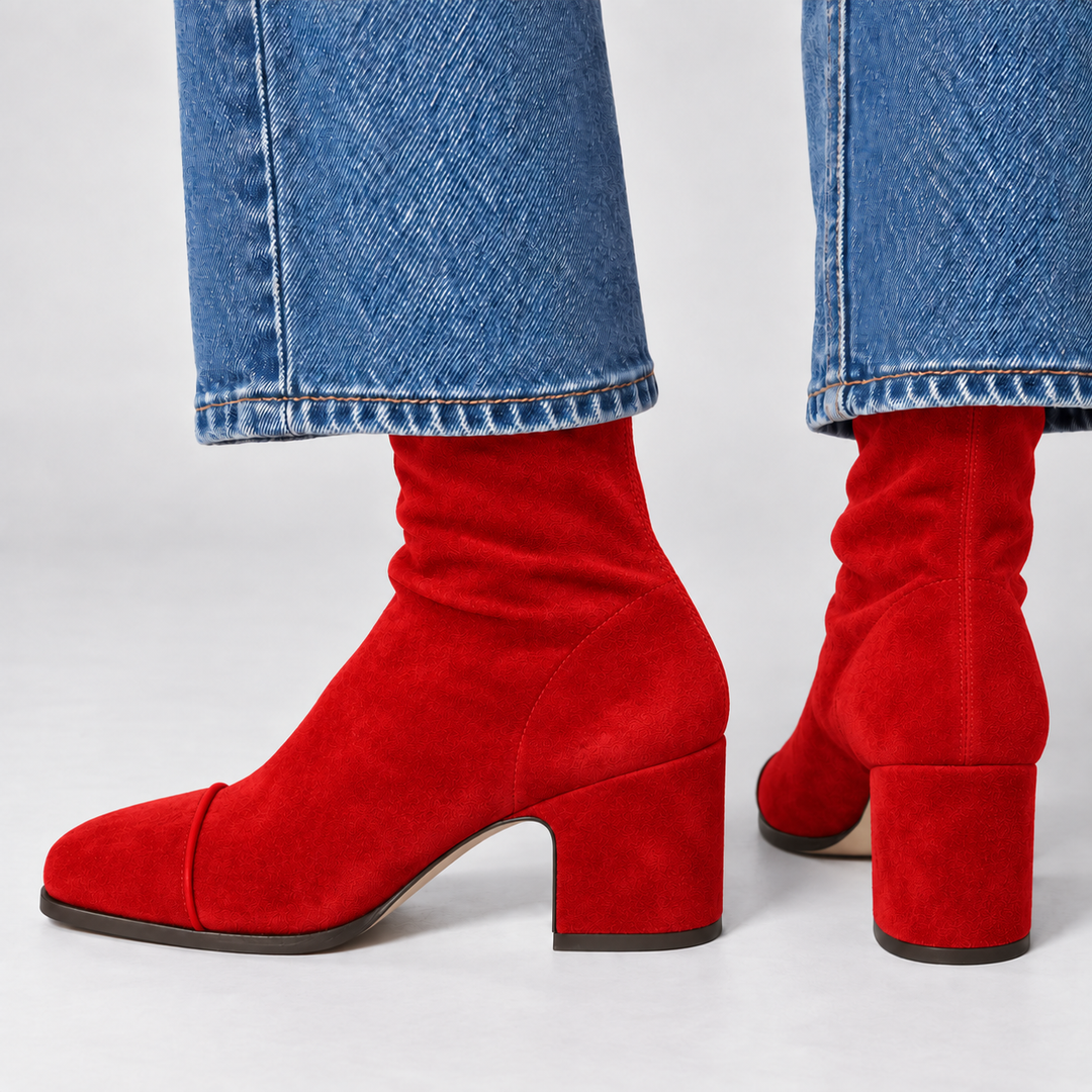 MAËLLE | Bottines effet daim à talon bloc