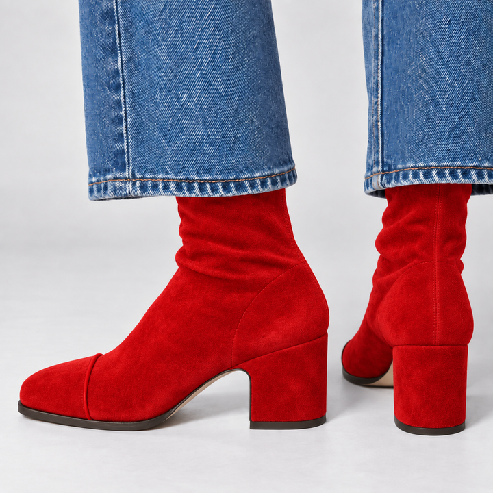 MAËLLE | Bottines effet daim à talon bloc