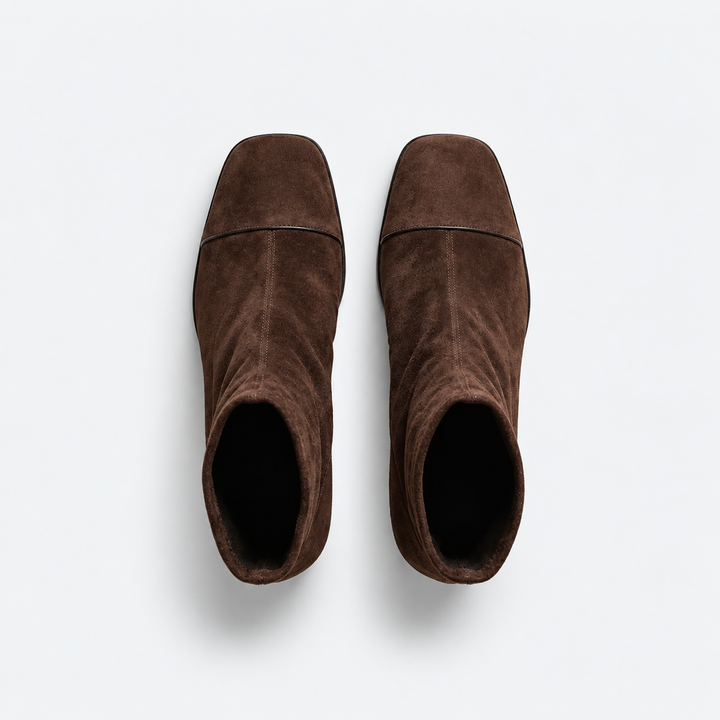 MAËLLE | Bottines effet daim à talon bloc