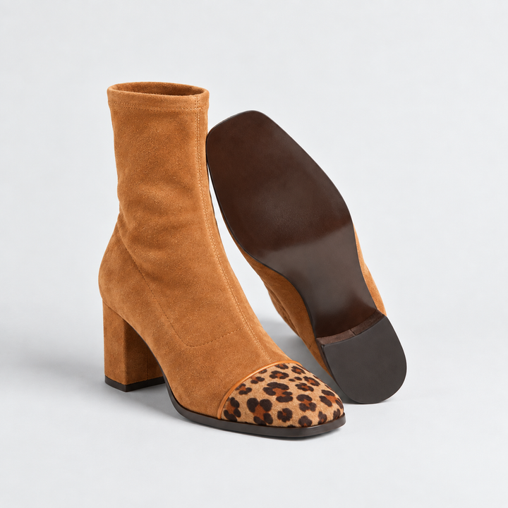 MAËLLE | Bottines effet daim à talon bloc