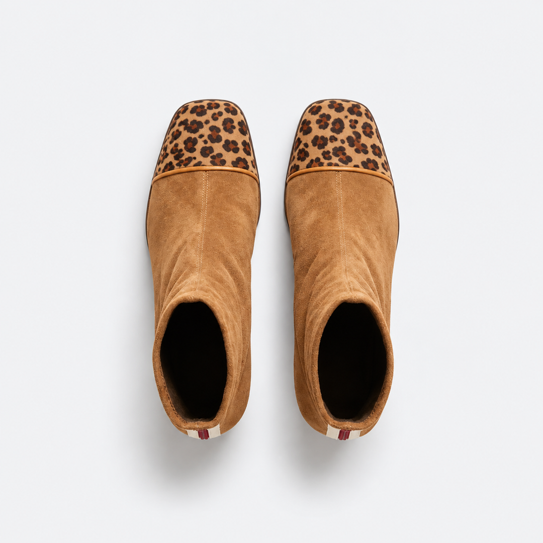 MAËLLE | Bottines effet daim à talon bloc