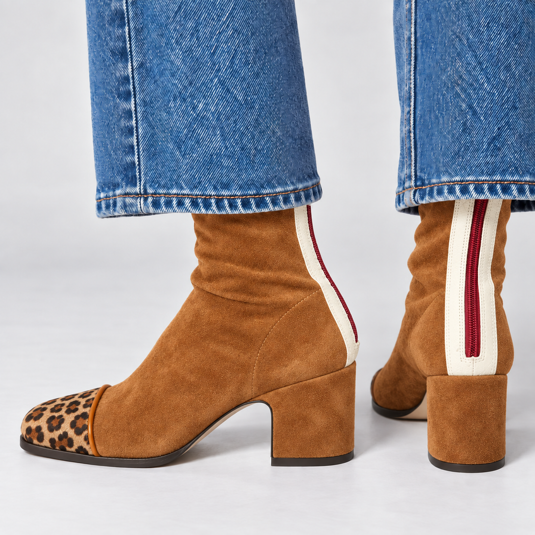 MAËLLE | Bottines effet daim à talon bloc