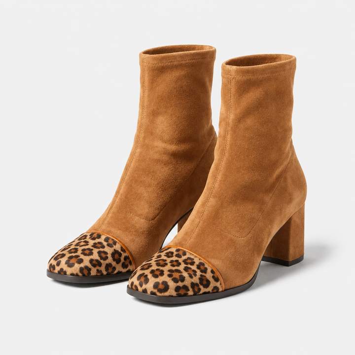 MAËLLE | Bottines effet daim à talon bloc