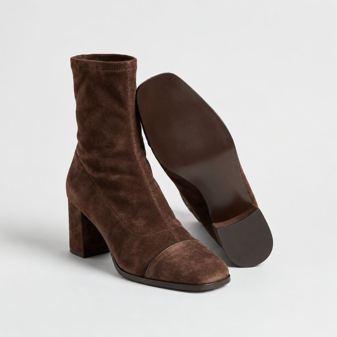 MAËLLE | Bottines effet daim à talon bloc