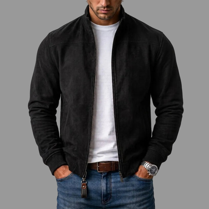 Corrado | Bomber effet daim col montant