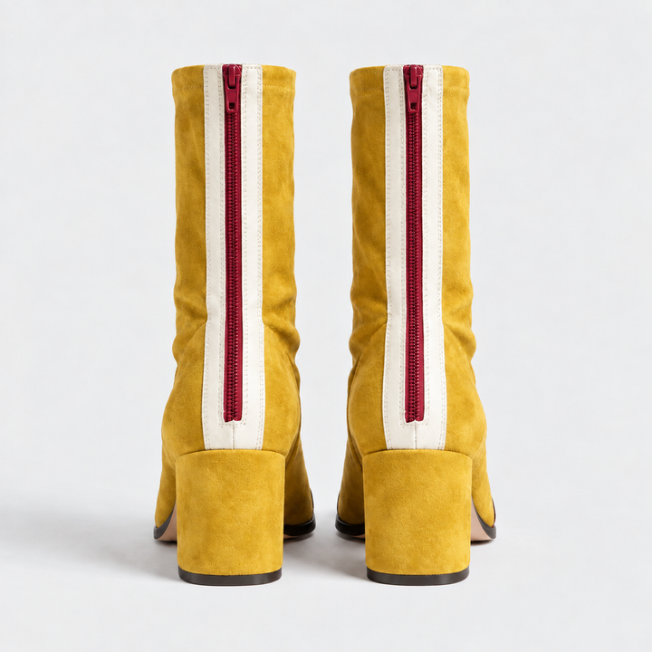 MAËLLE | Bottines effet daim à talon bloc