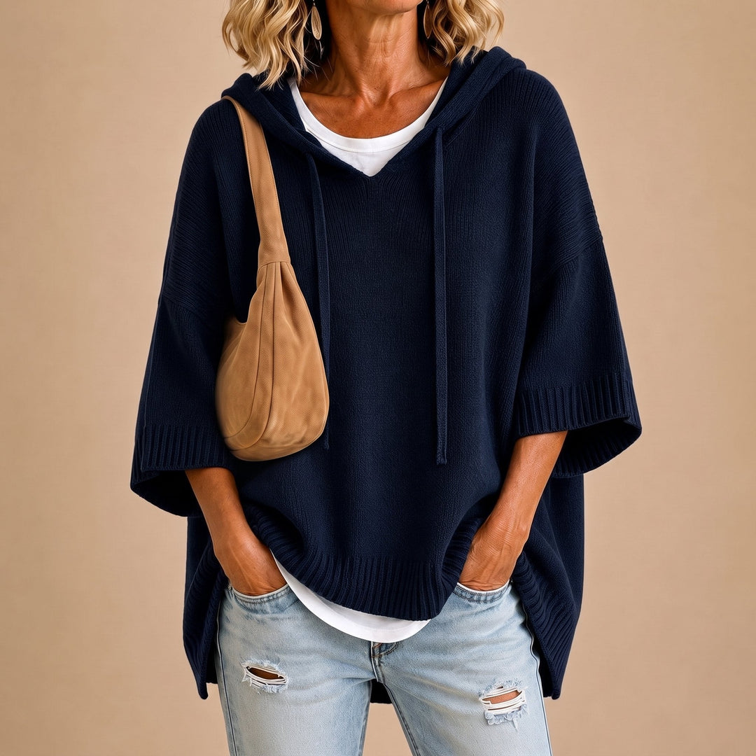 PONCHO À CAPUCHE MANCHES 3/4