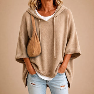 PONCHO À CAPUCHE MANCHES 3/4