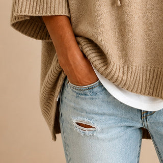 PONCHO À CAPUCHE MANCHES 3/4