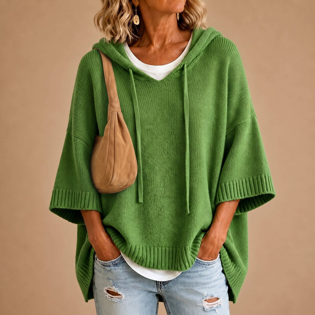 PONCHO À CAPUCHE MANCHES 3/4