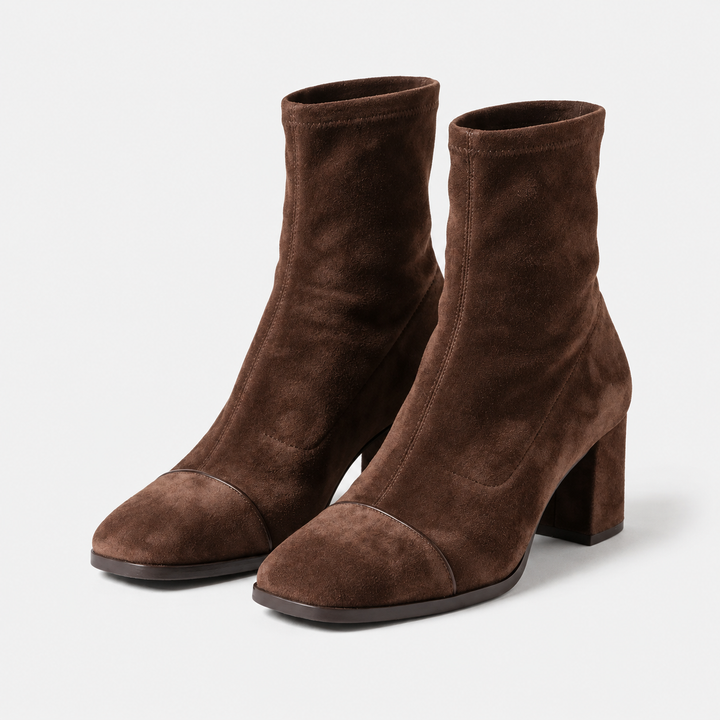 MAËLLE | Bottines effet daim à talon bloc